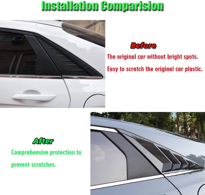 BOYOUS 2pcs ABS Racing Style Rear Side Window Louvers for Hyundai Elantra (2021-2025) - Carbon Fiber - Image 2