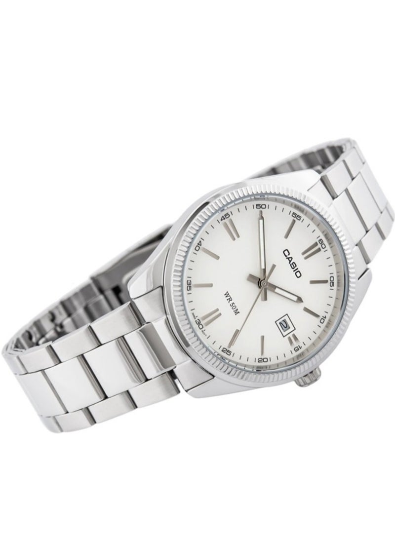 CASIO Casio Men's Watch - MTP-1302PD-7AVEF White Dial, Silver Band  - Image 3