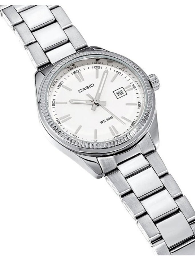 CASIO Casio Men's Watch - MTP-1302PD-7AVEF White Dial, Silver Band  - Image 5
