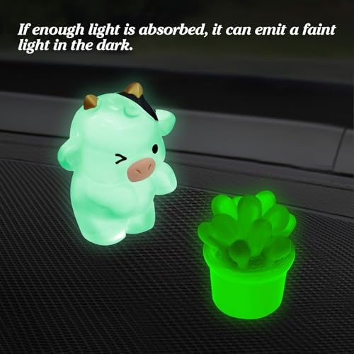 OYIXIO Cute Cows and Grass Car Decoration, Fun Interior Decoration Accessory for Rearview Mirrors and Dashboard, Suitable for Women's Kawaii Cars Gifts - Image 4