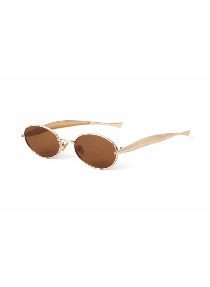 Trendy 2026 Oval Sunglasses for Women – Gold Frame & Brown Lenses, Lightweight Stylish Fashion Eyewear - Image 2
