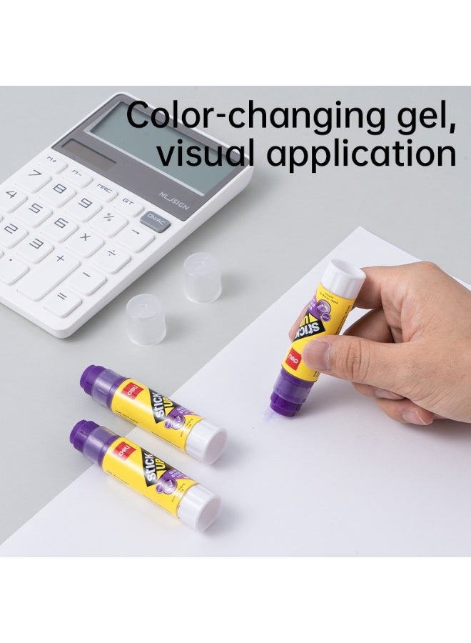 Deli EA522 Purple Glue Stick 8g – Color-Changing, Smooth & Strong Adhesive, Non-Toxic, Washable, Ideal for School & Office - Image 2