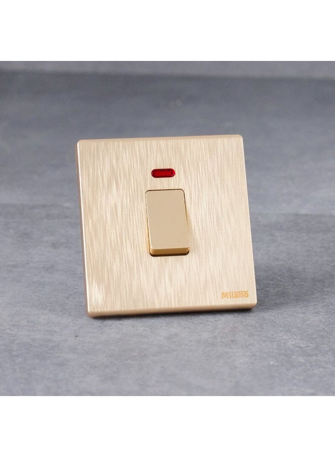 Milano 20A Dp Switch With Neon Electrical Switches Sockets Outlets For Home Appliances Office Hotel Conventional Construction Project Aura Gld - Image 1