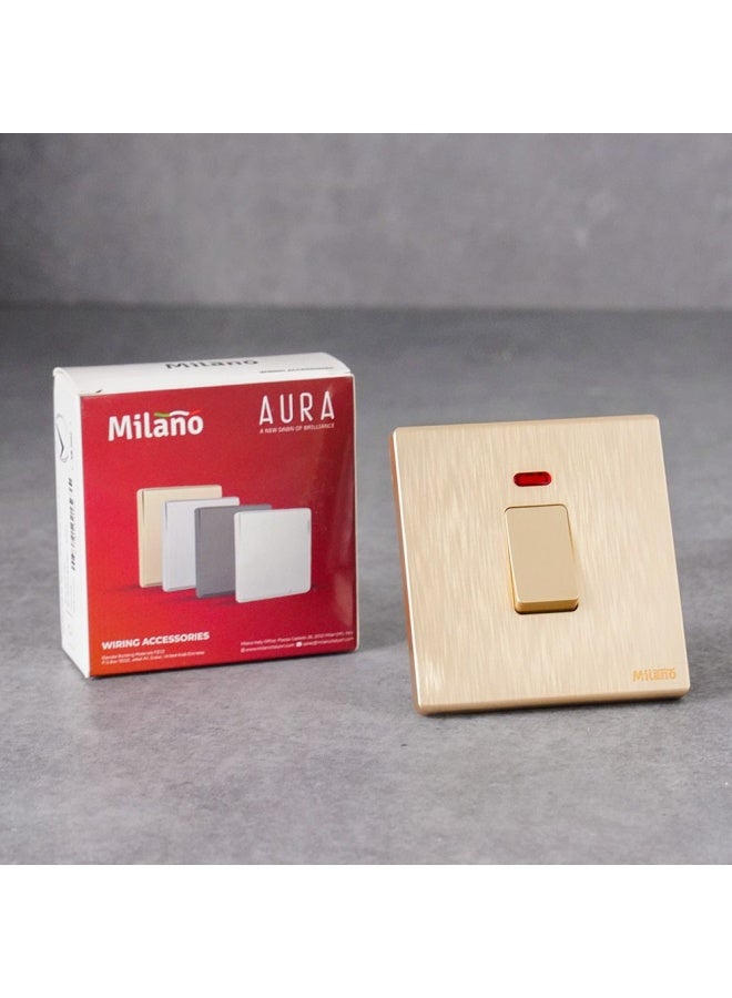 Milano 20A Dp Switch With Neon Electrical Switches Sockets Outlets For Home Appliances Office Hotel Conventional Construction Project Aura Gld - Image 3