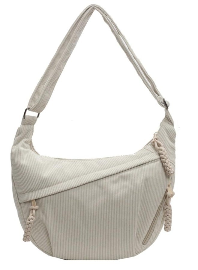 Rungion Hobo Bag for Women Men Crescent Shoulder Bag Retro Nylon Canvas Crossbody Bag Slouchy Corduroy Dumpling Bag Purse - Image 1