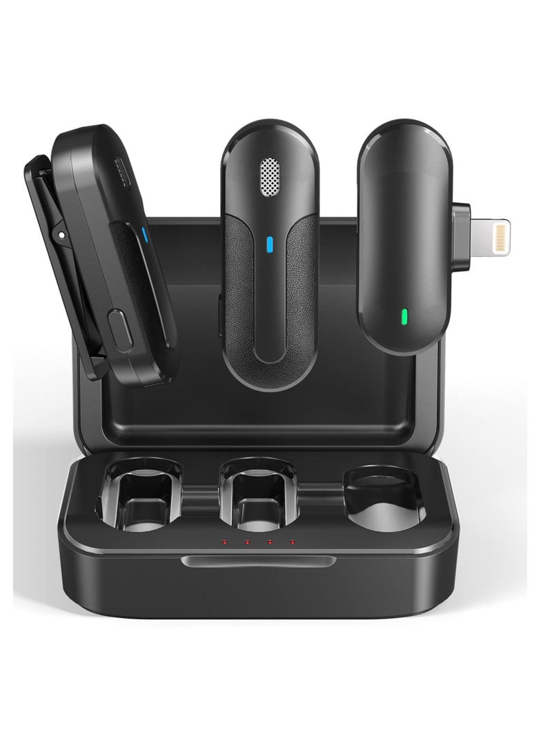 Captaintech SYOSI, 2 Pack Wireless Lavalier Microphone for iPhone with Charging Case, 2.4G Ultra-Low Delay 90ft Transmission Wireless Mic for Video Recording, Live Streaming - Image 1