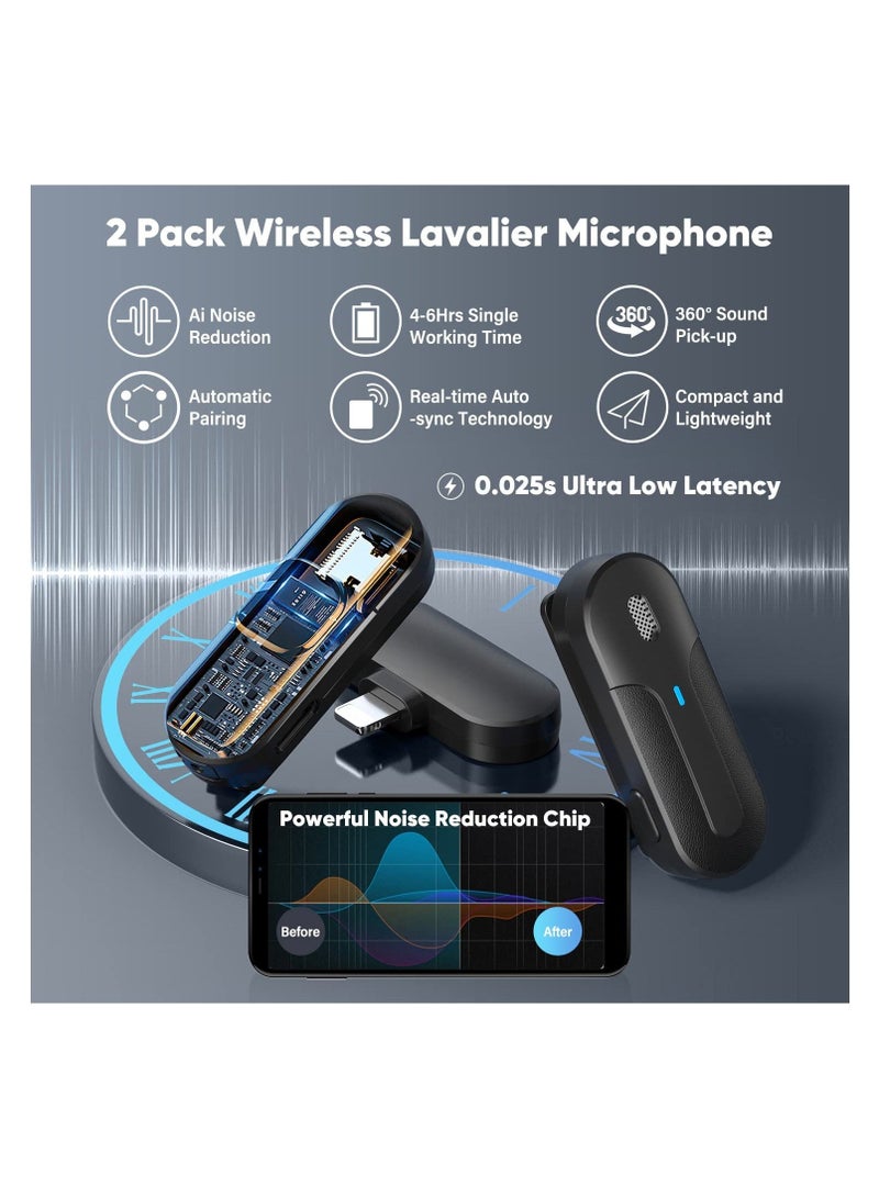 Captaintech SYOSI, 2 Pack Wireless Lavalier Microphone for iPhone with Charging Case, 2.4G Ultra-Low Delay 90ft Transmission Wireless Mic for Video Recording, Live Streaming - Image 5