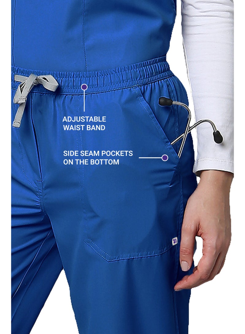 KNYA بدلة كنيا الكلاسيكية للنساء بخمسة جيوب | رقبة على شكل V | قمة وقاع مرن ومريح | جيوب سهلة الوصول | زي للأطباء (XXL، أزرق جالاكسي) - Image 4