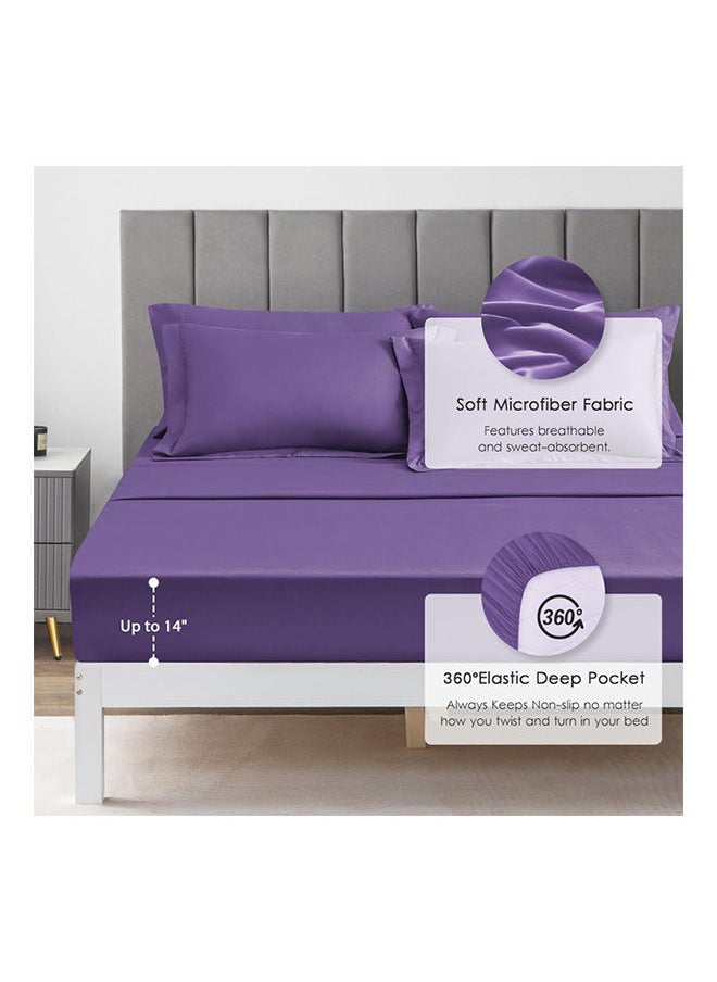 SIGNOOLA Signoola Diamond Microfiber Heavy Comforter, 3.5 kg ,Set of 4 Piece (1 Comforter Blanket , 2 Pillow Cases , 1 Fitted sheet ), (180 cm x 240 cm), Super Soft Double Bed Blanket for Winter Purple Color  - Image 5