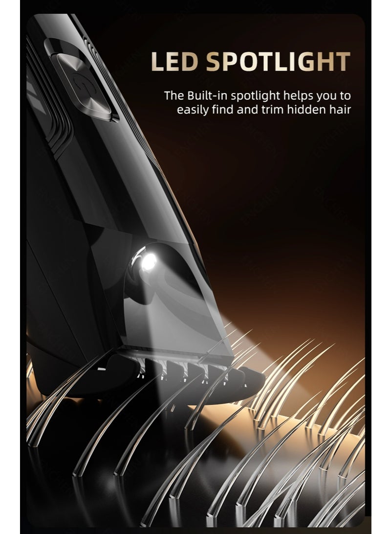 ENCHEN Spark 3 Groin & Body Trimmer Kit for Men, Waterproof,LED Spotlight, Ceramic Blades, Type-C Charging, 4 Adjustable Combs (3mm–12mm), Full Body Grooming Tool-Black - Image 2