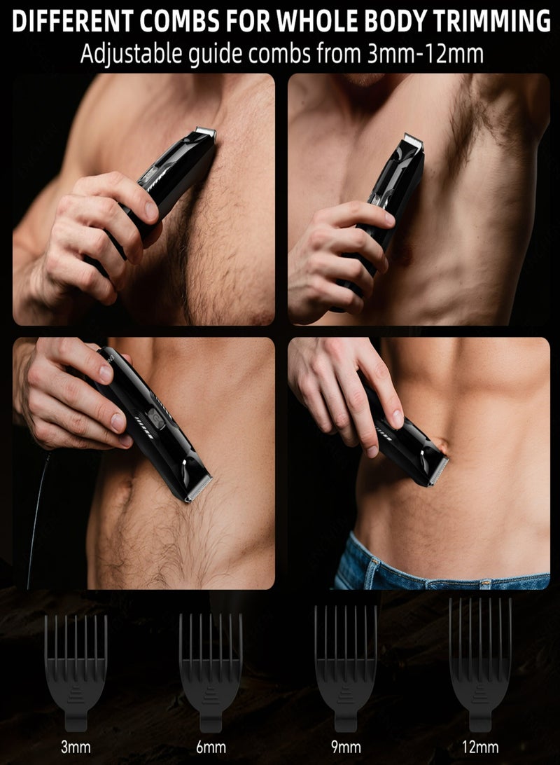 ENCHEN Spark 3 Groin & Body Trimmer Kit for Men, Waterproof,LED Spotlight, Ceramic Blades, Type-C Charging, 4 Adjustable Combs (3mm–12mm), Full Body Grooming Tool-Black - Image 3
