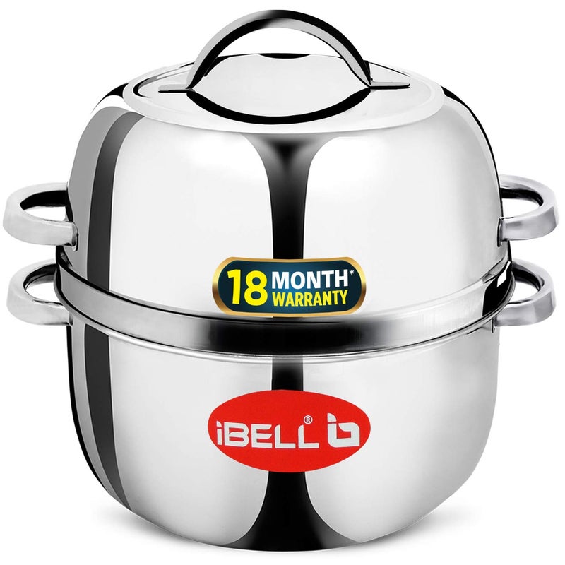 iBELL وعاء بخار من الفولاذ المقاوم للصدأ iBELL سعة 15 كيلوغرام مع طباخ أرز حراري مع حشوة مطاطية وعاء يعتمد على الحث فضي - Image 1