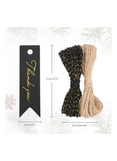 KASTWAVE 100 Pcs Black Mini Thank You Tags, 7x2 CM High-end Metallic Gold Small Paper Gift Tags as Wedding Favours Tags  - Image 2