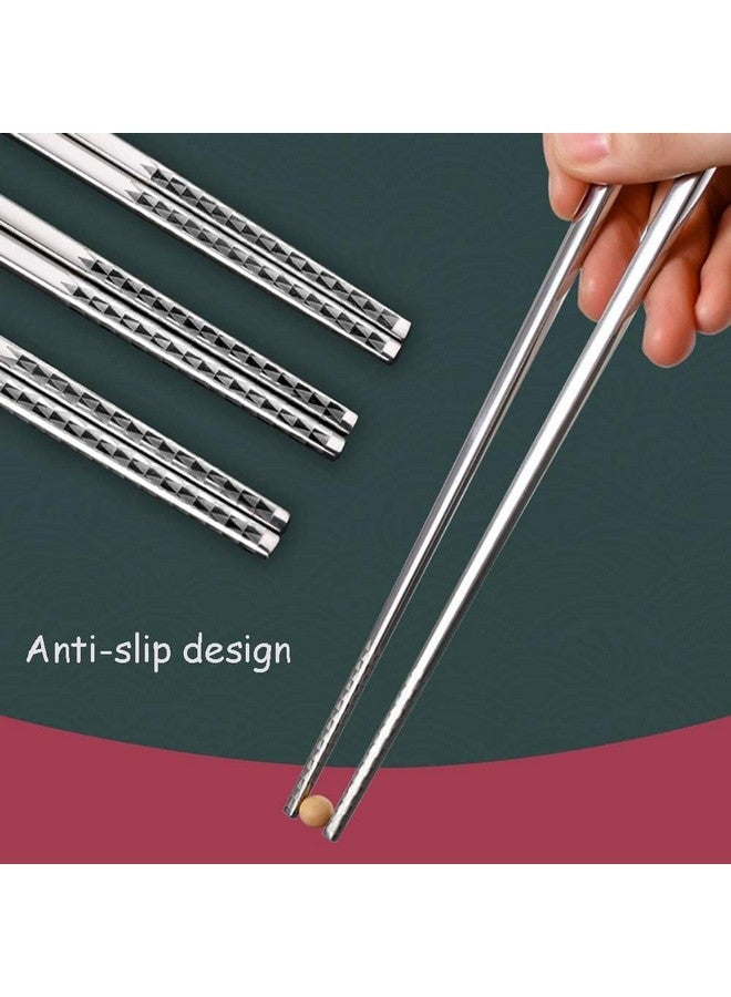 RIANZ Metal Chopsticks Reusable Dishwasher Safe, Chinese Japanese Korean 316 Stainless Steel Chopstick, Square Fancy Color Laser Engraved Chopstick for Cooking Eating, Non-Slip 1 Pair (Style 3) - Image 3