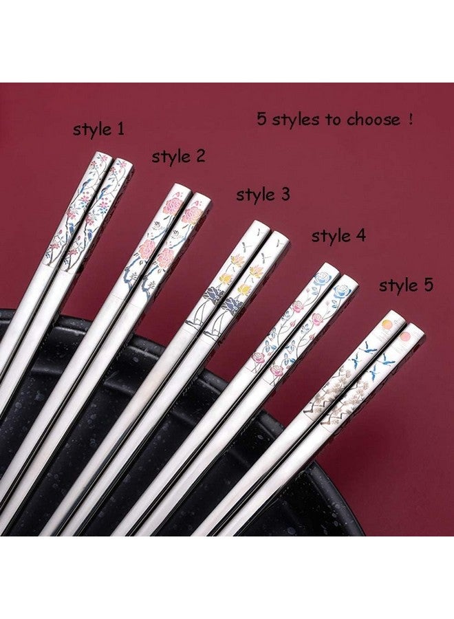 RIANZ Metal Chopsticks Reusable Dishwasher Safe, Chinese Japanese Korean 316 Stainless Steel Chopstick, Square Fancy Color Laser Engraved Chopstick for Cooking Eating, Non-Slip 1 Pair (Style 3) - Image 4