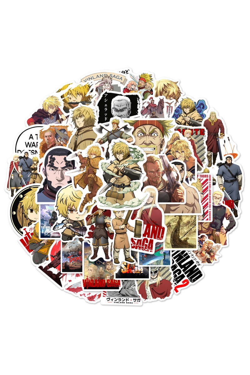 erorex 50pcs 50pcs Classic Anime VINLAND SAGA Sticker Cool Thorfinn Karlsefni Sticker DIY Phone Skateboard