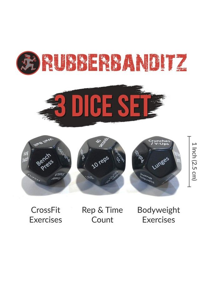 Rubberbanditz Fitness Dice For Workout & Exercise ; Three Fun 12 Sided Full Body Workouts ; For Crossfit At Home Workouts & Gyms ; Workout Game For Adults And Kids - Image 3