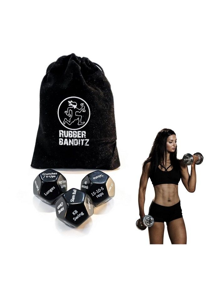Rubberbanditz Fitness Dice For Workout & Exercise ; Three Fun 12 Sided Full Body Workouts ; For Crossfit At Home Workouts & Gyms ; Workout Game For Adults And Kids - Image 2