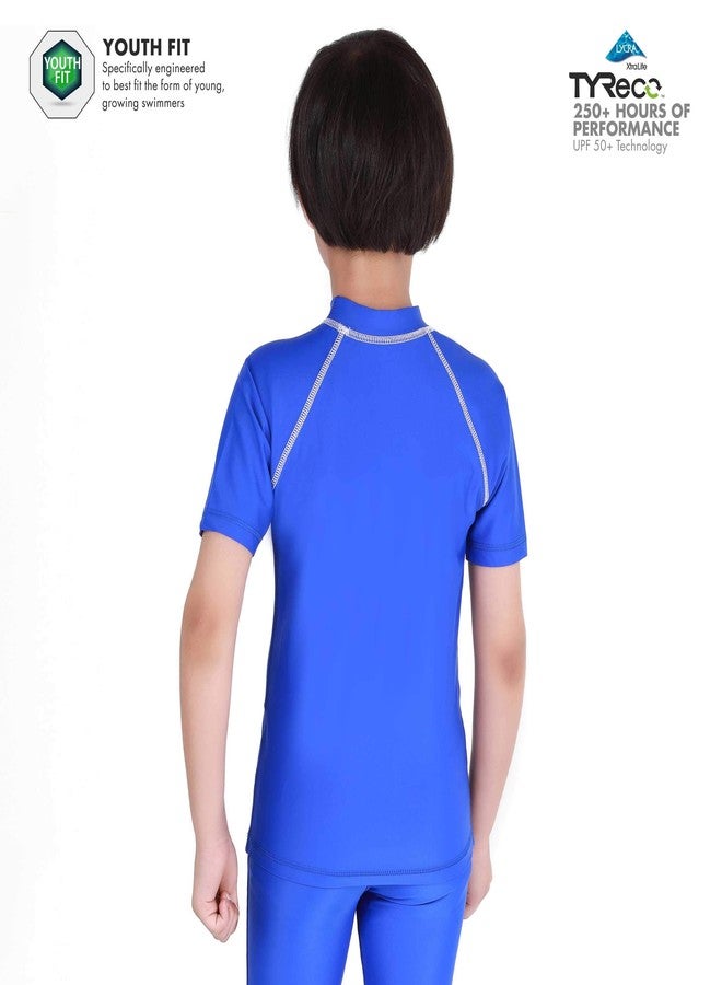 TYR Nylon Eco Short Sleeve Rashguard, 22 (Cobalt) - Image 3