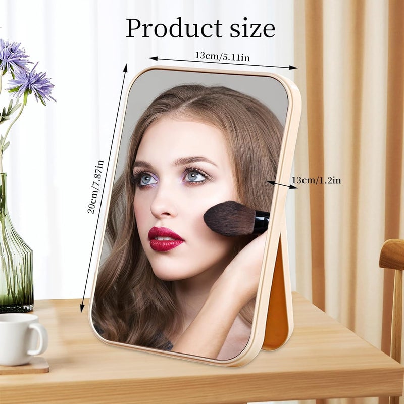 HomeAra Desktop Makeup MirrorFoldable Mirror Simple Portable Princess Mirror Square Mirror Small Mirror with Stand for Women PINK8INCH Tabletop Mount - Image 2