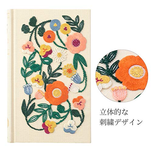 Midori DESIGNPHIL Midori 12883006 Diary, 5 Years Consecutive Embroidery, Floral Print, Beige - Image 3