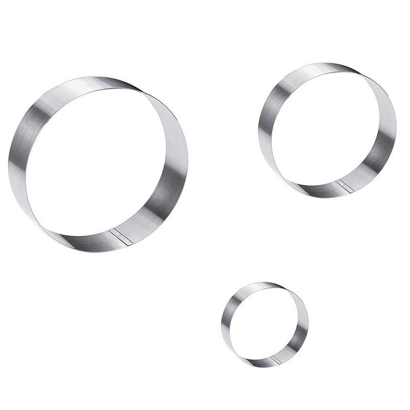 Xinzi 3 pcs/Set Pancake Mold, Stainless Steel Round Cake Mold, Bakeware English Muffin Ring, Pie Mousse Dessert Biscuit Cutter, Cake Ring Set Baking Tool - Image 3