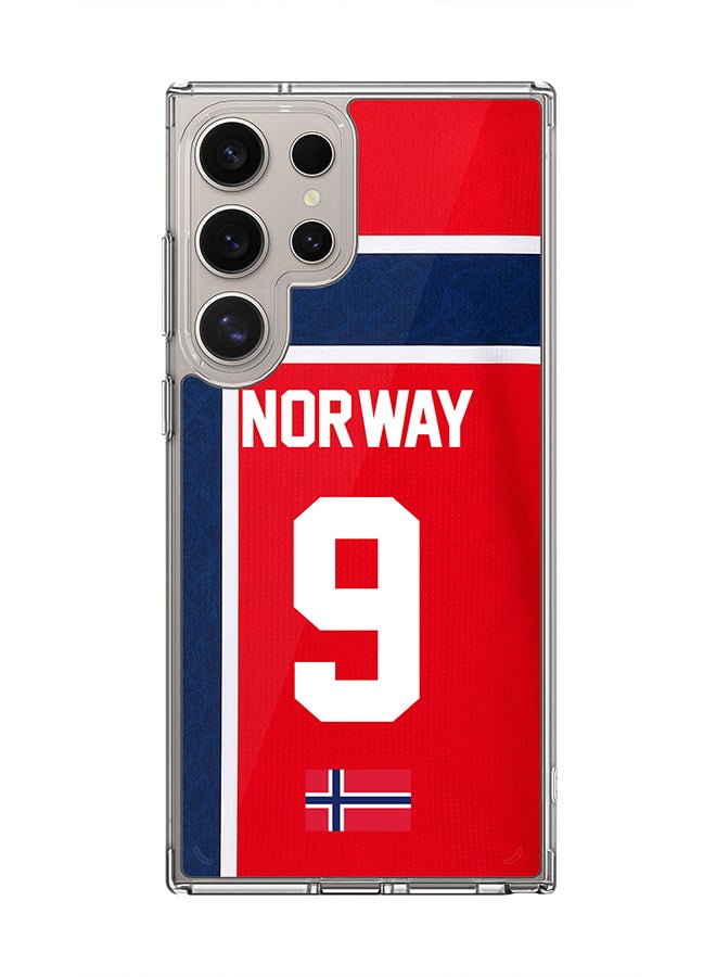 Stylizedd Classic Clear Case for Samsung Galaxy S23 Ultra , Hybrid Soft Case Flexible Edges Anti Drop TPU PC Gel Thin Transparent Cover [ Designed for Samsung Galaxy S23 Ultra ] - Football Team Norway