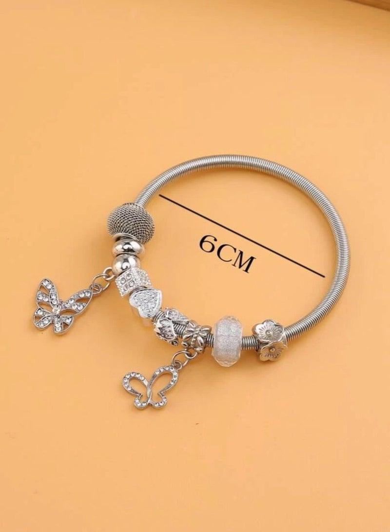 نون-شى اسوارة نسائية مطلية بالفضة بتعليقات متنوعة - Image 4