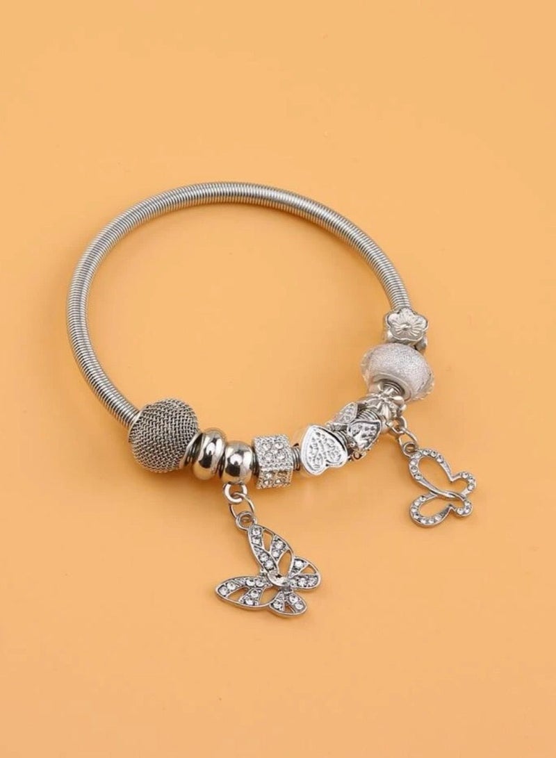 نون-شى اسوارة نسائية مطلية بالفضة بتعليقات متنوعة - Image 3