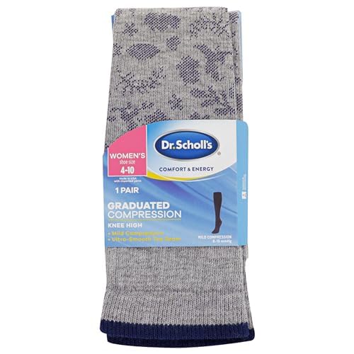 Dr. Scholl's womens Graduated Compression Knee High - 1 & 2 Pair Packs Casual Sock, Gray Paisley, 4 10 US - Image 2