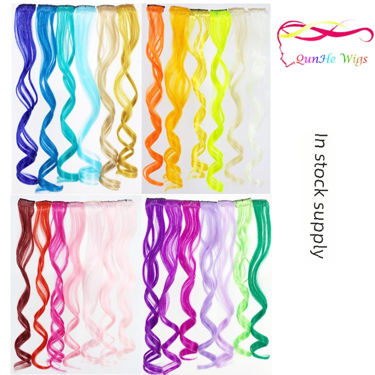 Generic Seamless Ombre Clip-in Curly Hair Extension Fluorescent Green 