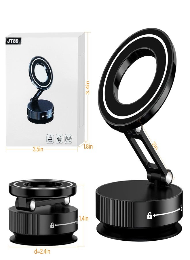 Vynora Vacuum Suction Magnetic Car Phone Holder, 360° Adjustable Metal Arm Car Mount, Double Folding Phone Holder with Suction Cup Base, Car Accessories for Phones, Cars - Image 2