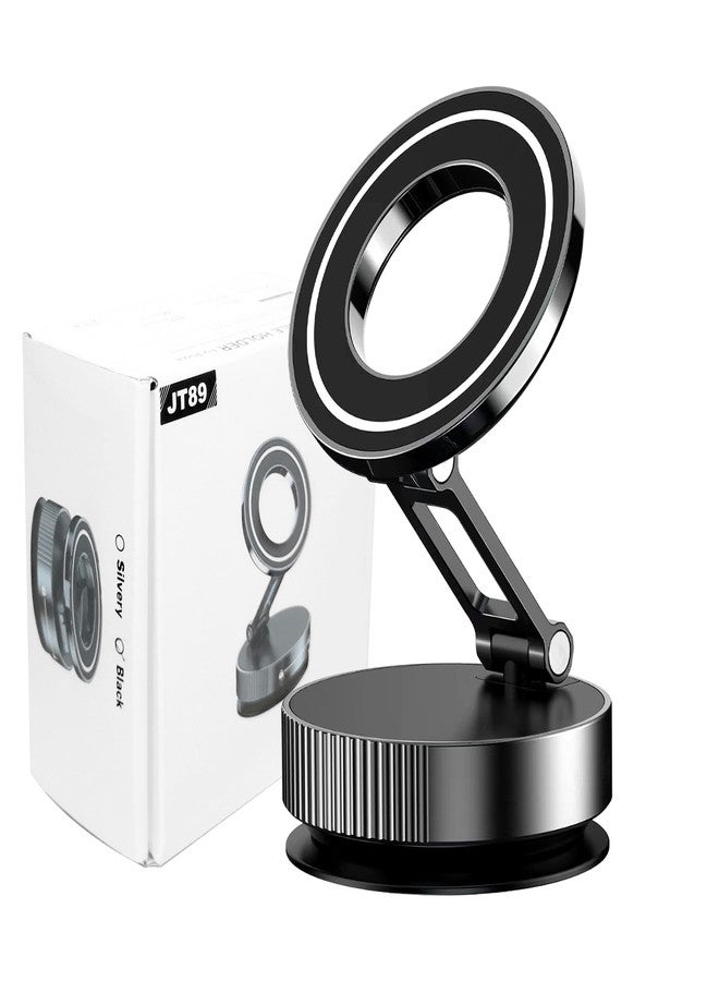 Vynora Vacuum Suction Magnetic Car Phone Holder, 360° Adjustable Metal Arm Car Mount, Double Folding Phone Holder with Suction Cup Base, Car Accessories for Phones, Cars - Image 1