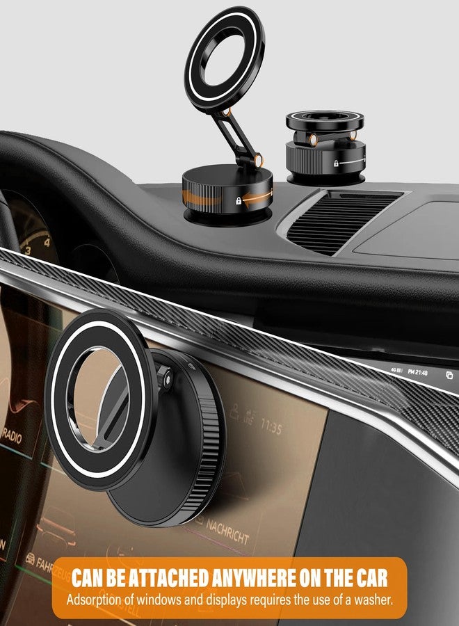 Vynora Vacuum Suction Magnetic Car Phone Holder, 360° Adjustable Metal Arm Car Mount, Double Folding Phone Holder with Suction Cup Base, Car Accessories for Phones, Cars - Image 4
