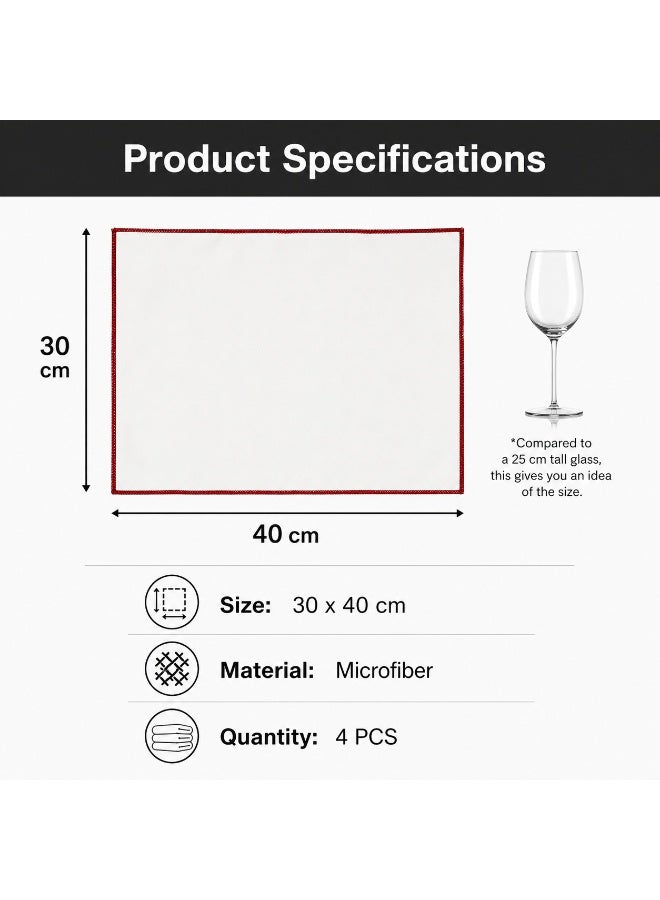 LYNLYN 4 Pack Glass Cleaning Cloths, Microfiber Lint Free Polishing Towels for Delicate Glassware, Crystal Tableware, Mirrors, Screens (30 x 40 cm) - Image 5