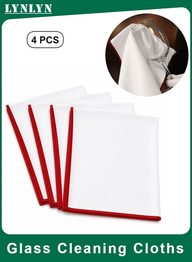 LYNLYN 4 Pack Glass Cleaning Cloths, Microfiber Lint Free Polishing Towels for Delicate Glassware, Crystal Tableware, Mirrors, Screens (30 x 40 cm) - Image 1
