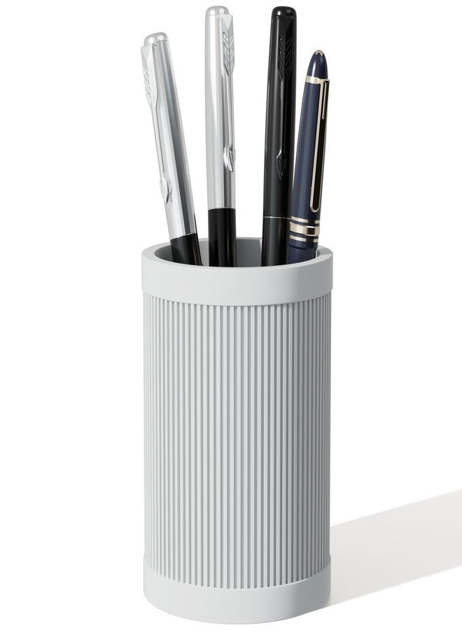 HighHerz Aesthetic Pen Holder For Desk, Modern Silicone Pencil Holder, Stylish Office Desk Decor, Made of 5 mm Thickened Premium Silicone, Office Desk Organizer And Accessories (White) - Image 1