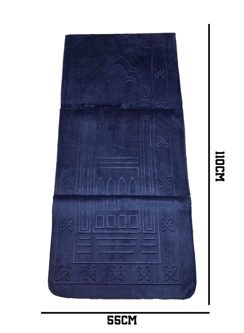 Yuwell 1 Piece Foldable Prayer Mat With Back Support And Carrying Bag Prayer Rug Anti-Slip Velvet Top Islamic Prayer Mat Sajadah Prayer Rug Salah Mat For Men And Women Eid Gift And Ramadan Gift Foldable Prayer Mat And Backrest 2 In 1 Mat 110X55CM Dark Blue  - Image 2