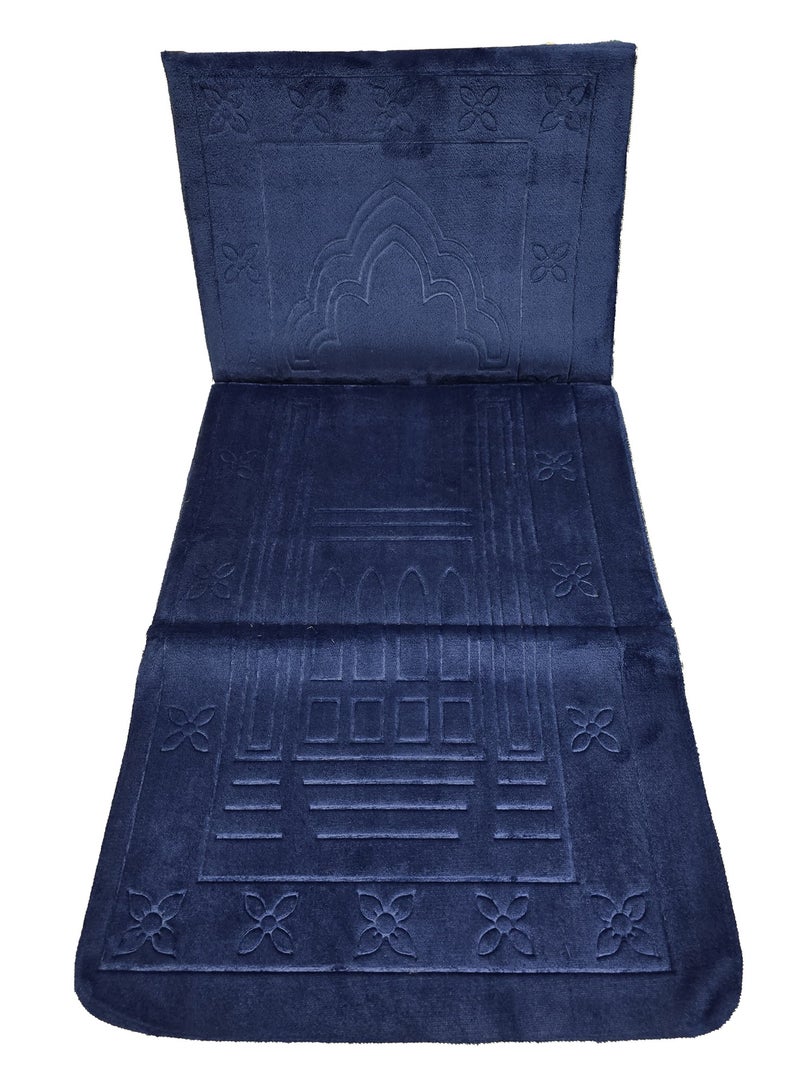 Yuwell 1 Piece Foldable Prayer Mat With Back Support And Carrying Bag Prayer Rug Anti-Slip Velvet Top Islamic Prayer Mat Sajadah Prayer Rug Salah Mat For Men And Women Eid Gift And Ramadan Gift Foldable Prayer Mat And Backrest 2 In 1 Mat 110X55CM Dark Blue  - Image 4