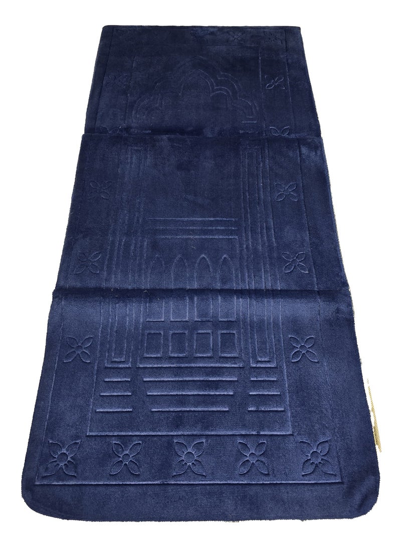 Yuwell 1 Piece Foldable Prayer Mat With Back Support And Carrying Bag Prayer Rug Anti-Slip Velvet Top Islamic Prayer Mat Sajadah Prayer Rug Salah Mat For Men And Women Eid Gift And Ramadan Gift Foldable Prayer Mat And Backrest 2 In 1 Mat 110X55CM Dark Blue  - Image 5