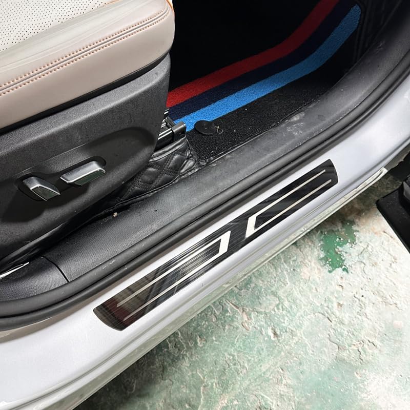 4PCS Car Door Sill Guard for Audi A6 1998–2025 2026 C5/C6/C7/C8, Anti-Scratch Door Entry Guard, Stainless Steel Door Sill Protector, Scuff Plate, Automotive Exterior Accessories,A-Black Normal B-Carbon fiber - Image 3