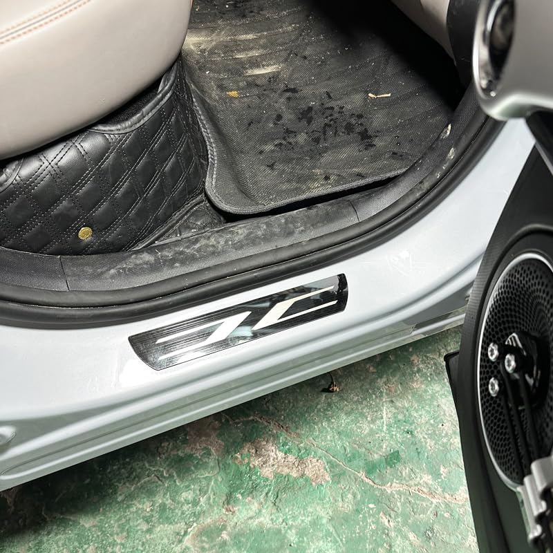 4PCS Car Door Sill Guard for Audi A6 1998–2025 2026 C5/C6/C7/C8, Anti-Scratch Door Entry Guard, Stainless Steel Door Sill Protector, Scuff Plate, Automotive Exterior Accessories,A-Black Normal B-Carbon fiber - Image 2