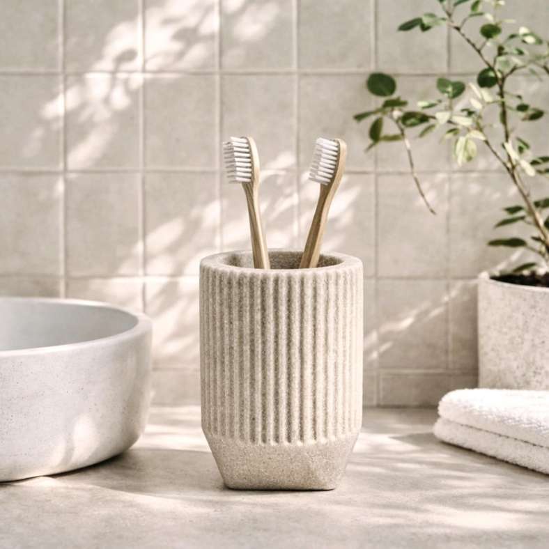Pan Home Verona Polyresin Tumbler 8x8x10.7cm - Beige - 211HEL9900815 - Image 1