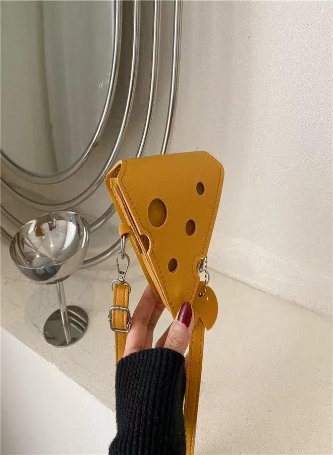 Ueeksry Fashion PU Leather Cheese Shaped Crossbody Bag, Creative Mini Shoulder Bag Fashion Handbag Wallet Purse for Women - Image 2