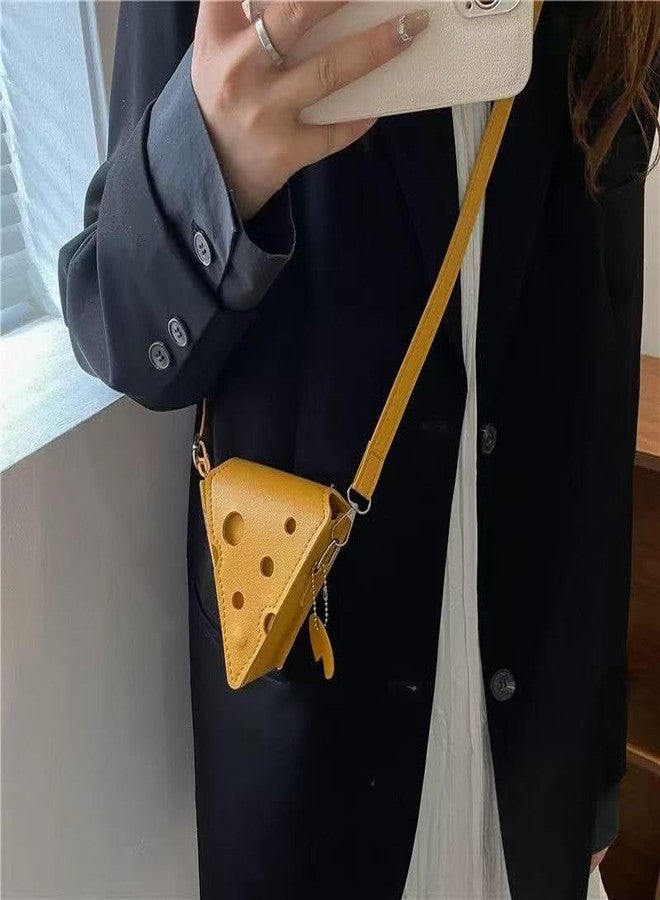 Ueeksry Fashion PU Leather Cheese Shaped Crossbody Bag, Creative Mini Shoulder Bag Fashion Handbag Wallet Purse for Women - Image 3