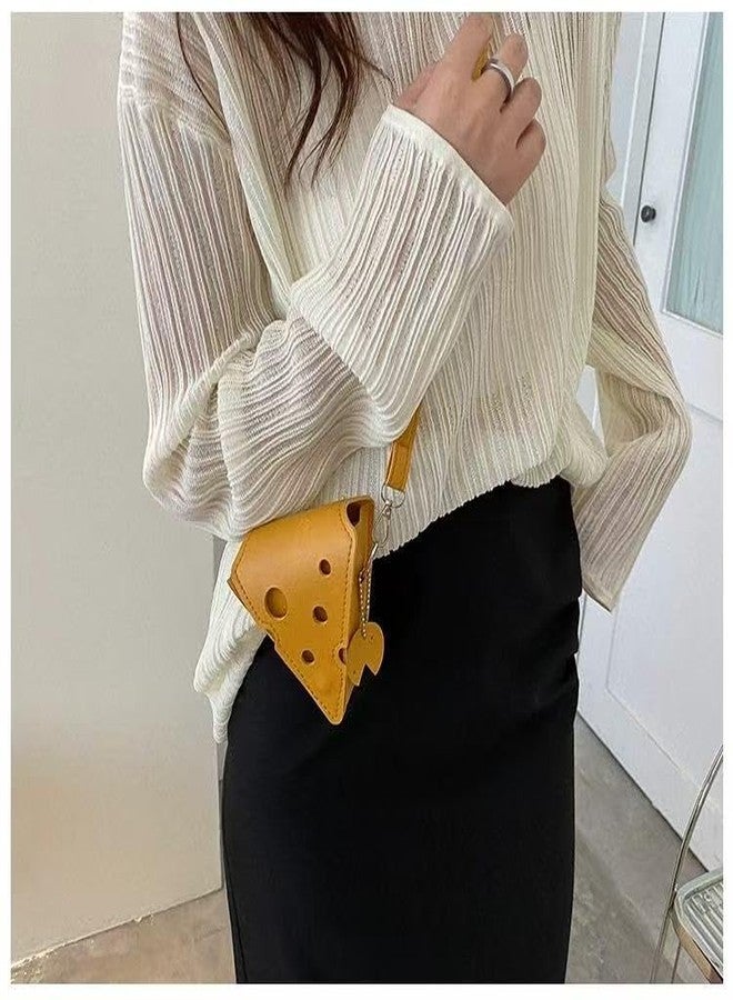 Ueeksry Fashion PU Leather Cheese Shaped Crossbody Bag, Creative Mini Shoulder Bag Fashion Handbag Wallet Purse for Women - Image 5