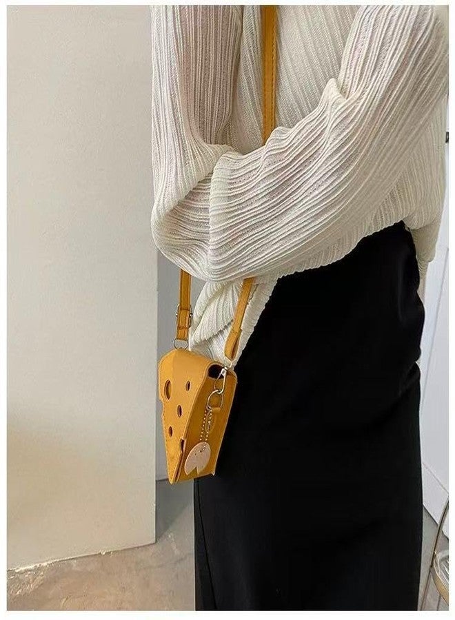 Ueeksry Fashion PU Leather Cheese Shaped Crossbody Bag, Creative Mini Shoulder Bag Fashion Handbag Wallet Purse for Women - Image 4