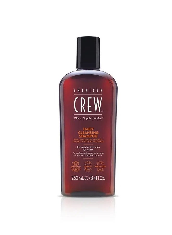 AMERICAN CREW Man Daily Cleansing Shampoo Enriched With Vitamin B5 For Moisture And Silicone Free Daily Cleansing Shampoo, Normal To Oily Hair And Scalp 250ml  - Image 1