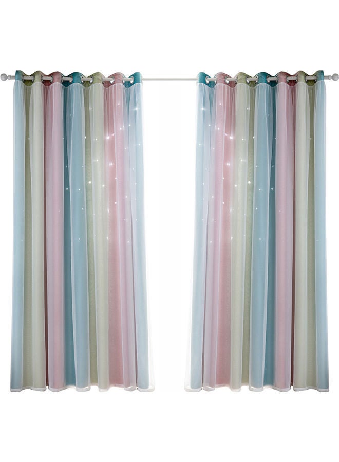 NIBEMINENT Star Curtains Stars Blackout For Kids Girls Bedroom Living Room Colorful Double Layer Window Curtains, 1 Panel (53 Pink - Image 3