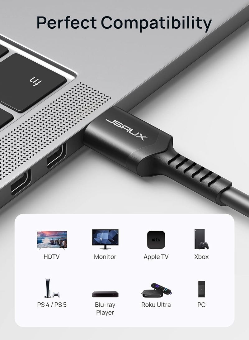 جيسوس كابل HDMI 2.1 عالي السرعة من Jsaux – دقة 8K/60Hz و 4K/120Hz مع eARC و HDR10+ – طول 3 متر – عبوة من قطعتين - Image 4